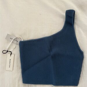 Babaton Teal One-Shoulder Top